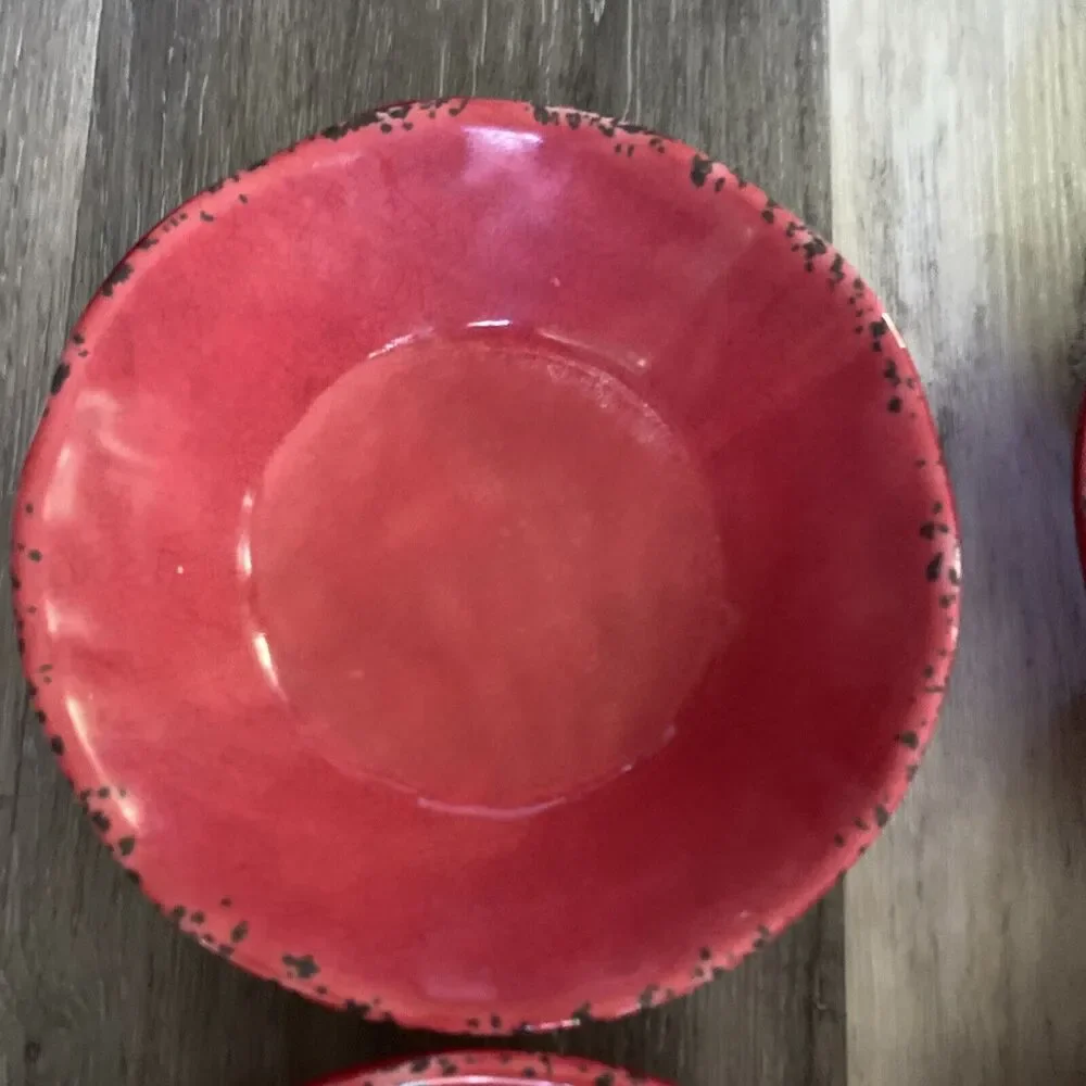 Tommy Bahama Melamine Red Salad Pasta Soup Bowls 7” Round Set of 4